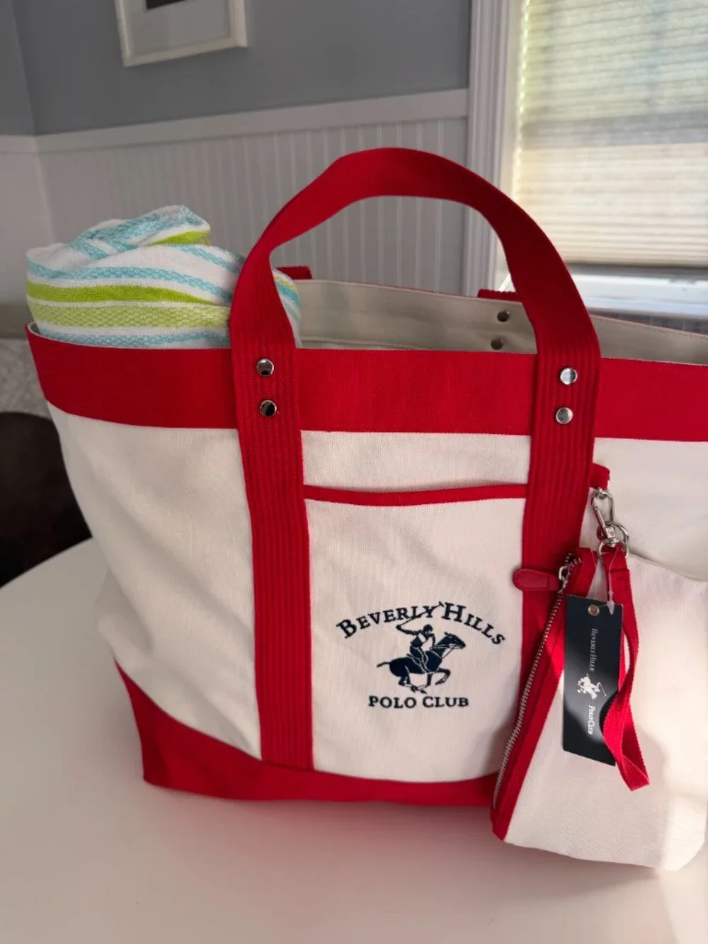 NWT Beverly Hills Polo Club Ralph Lauren Boat Beach Large Tote Bag -